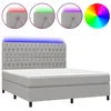 Image de vidaXL Sommier tapissier matelas et LED Gris clair 160x200 cm Tissu