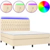 Image de vidaXL Sommier tapissier avec matelas et LED CrÃ¨me 160x200 cm Tissu