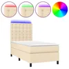 Image de vidaXL Sommier tapissier avec matelas et LED CrÃ¨me 90x200 cm Tissu