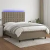 Image de vidaXL Sommier tapissier avec matelas et LED Taupe 140x200 cm Tissu