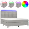 Image de vidaXL Sommier tapissier matelas et LED Gris clair 160x200 cm Tissu