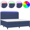 Image de vidaXL Sommier tapissier et matelas et LED Bleu 200x200 cm Tissu