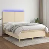 Image de vidaXL Sommier tapissier avec matelas et LED CrÃ¨me 140x190 cm Tissu
