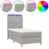 Image de vidaXL Sommier tapissier avec matelas et LED Gris clair 90x190cm Tissu