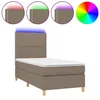 Image de vidaXL Sommier tapissier avec matelas et LED Taupe 90x200 cm Tissu