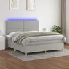 Image de vidaXL Sommier tapissier et matelas et LED Gris clair 180x200 cm Tissu