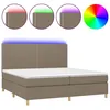 Image de vidaXL Sommier tapissier et matelas et LED Taupe 200x200 cm Tissu