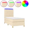 Image de vidaXL Sommier tapissier avec matelas et LED CrÃ¨me 90x200 cm Tissu