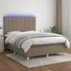 Image de vidaXL Sommier tapissier avec matelas et LED Taupe 140x190 cm Tissu