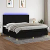 Image de vidaXL Sommier tapissier et matelas et LED Noir 200x200 cm Tissu