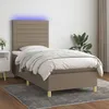 Image de vidaXL Sommier tapissier avec matelas et LED Taupe 80x200cm Tissu