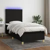Image de vidaXL Sommier tapissier avec matelas et LED Noir 90x200 cm Tissu