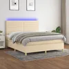 Image de vidaXL Sommier tapissier avec matelas et LED CrÃ¨me 160x200 cm Tissu