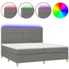 Image de vidaXL Sommier tapissier et matelas et LED Gris foncÃ© 200x200 cm Tissu