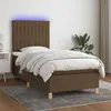 Image de vidaXL Sommier tapissier matelas et LED Marron foncÃ© 100x200cm Tissu