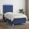 Image de vidaXL Sommier tapissier avec matelas et LED Bleu 100x200 cm Tissu