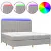 Image de vidaXL Sommier tapissier matelas et LED Gris clair 200x200 cm Tissu