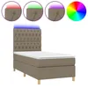 Image de vidaXL Sommier tapissier avec matelas et LED Taupe 80x200cm Tissu