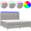 Image de vidaXL Sommier tapissier matelas et LED Gris clair 200x200 cm Tissu
