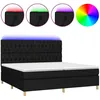 Image de vidaXL Sommier tapissier et matelas et LED Noir 200x200 cm Tissu