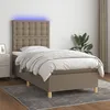Image de vidaXL Sommier tapissier avec matelas et LED Taupe 90x190 cm Tissu