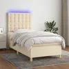 Image de vidaXL Sommier tapissier avec matelas et LED CrÃ¨me 90x190 cm Tissu