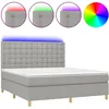 Image de vidaXL Sommier tapissier matelas et LED Gris clair 160x200 cm Tissu