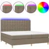 Image de vidaXL Sommier tapissier et matelas et LED Taupe 200x200 cm Tissu