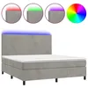 Image de vidaXL Sommier tapissier matelas et LED Gris clair 160x200 cm Velours