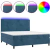 Image de vidaXL Sommier tapissier matelas et LED Bleu foncÃ© 180x200 cm Velours