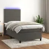 Image de vidaXL Sommier tapissier matelas et LED Gris foncÃ© 100x200 cm Velours