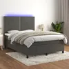 Image de vidaXL Sommier tapissier matelas et LED Gris foncÃ© 140x190 cm Velours
