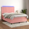 Image de vidaXL Sommier tapissier avec matelas et LED Rose 140x190 cm Velours