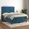 Image de vidaXL Sommier tapissier matelas et LED Bleu foncÃ© 140x200 cm Velours