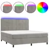 Image de vidaXL Sommier tapissier matelas et LED Gris clair 160x200 cm Velours