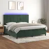 Image de vidaXL Sommier tapissier matelas et LED Vert foncÃ© 200x200 cm Velours