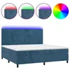 Image de vidaXL Sommier tapissier matelas et LED Bleu foncÃ© 200x200 cm Velours