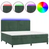 Image de vidaXL Sommier tapissier matelas et LED Vert foncÃ© 200x200 cm Velours