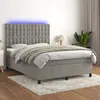 Image de vidaXL Sommier tapissier matelas et LED Gris clair 140x200 cm Velours
