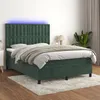 Image de vidaXL Sommier tapissier matelas et LED Vert foncÃ© 140x200 cm Velours