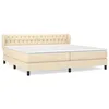 Image de vidaXL Lit Ã  sommier tapissier avec matelas CrÃ¨me 200x200 cm Tissu