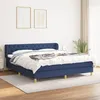 Image de Lit tapissier bleu, tÃªte rÃ©glable, matelas ressorts + surmatelas mousse, confort premium.