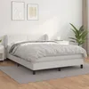 Image de vidaXL Lit Ã  sommier tapissier avec matelas Blanc 140x190cm Similicuir