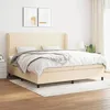 Image de 3127834 vidaXL Lit Ã  sommier tapissier avec matelas CrÃ¨me 200x200 cm Tissu