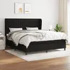 Image de 3128135 vidaXL Lit Ã  sommier tapissier avec matelas Noir 160x200 cm Tissu