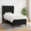 Image de vidaXL Lit Ã  sommier tapissier avec matelas Noir 90x190 cm Tissu