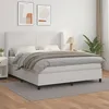 Image de vidaXL Lit Ã  sommier tapissier avec matelas Blanc 160x200cm Similicuir