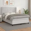 Image de vidaXL Lit Ã  sommier tapissier avec matelas Blanc 140x190cm Similicuir