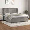 Image de vidaXL Lit Ã  sommier tapissier et matelas Gris clair 160x200cm Velours