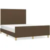 Image de vidaXL Cadre de lit avec tÃªte de lit Marron foncÃ© 140x200 cm Tissu